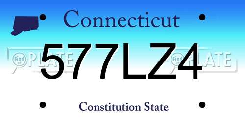 577LZ4 Connecticut License Plate