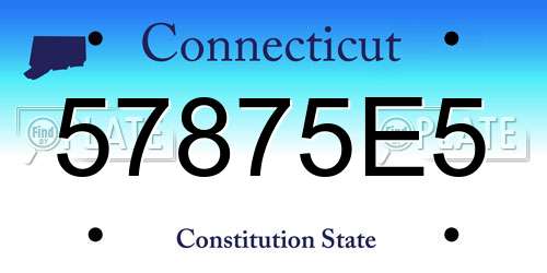 57875E5 Connecticut License Plate
