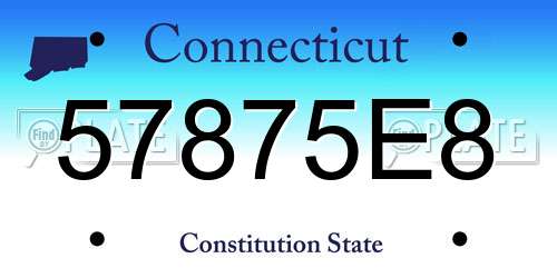 57875E8 Connecticut License Plate