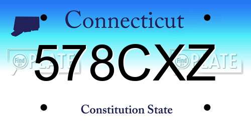 578CXZ Connecticut License Plate