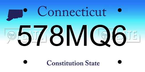578MQ6 Connecticut License Plate