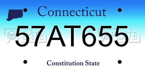 57AT655 Connecticut License Plate