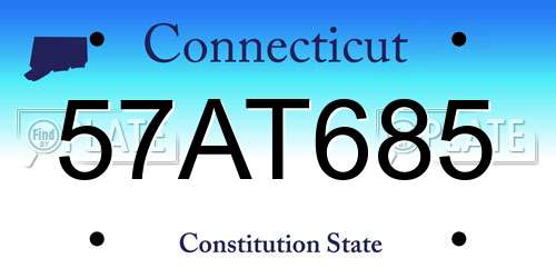57AT685 Connecticut License Plate