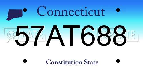 57AT688 Connecticut License Plate
