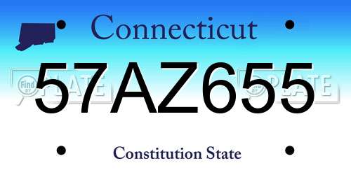 57AZ655 Connecticut License Plate