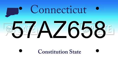 57AZ658 Connecticut License Plate