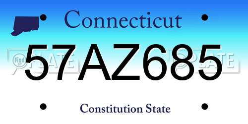 57AZ685 Connecticut License Plate