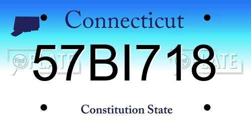 57BI718 Connecticut License Plate