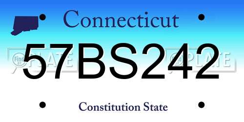 57BS242 Connecticut License Plate