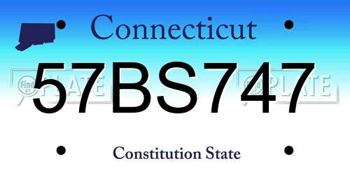 57BS747 Connecticut License Plate