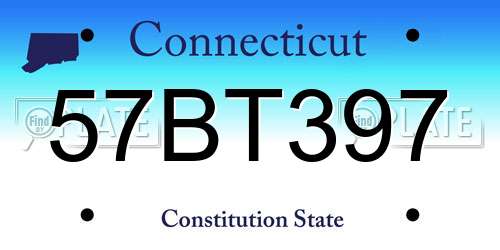 57BT397 Connecticut License Plate