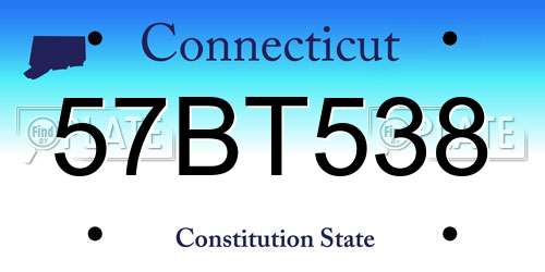 57BT538 Connecticut License Plate
