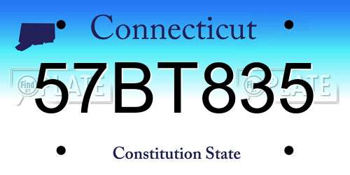 57BT835 Connecticut License Plate
