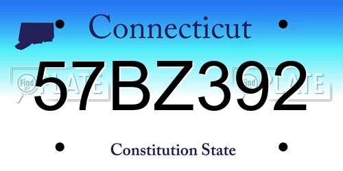 57BZ392 Connecticut License Plate
