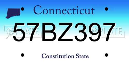 57BZ397 Connecticut License Plate