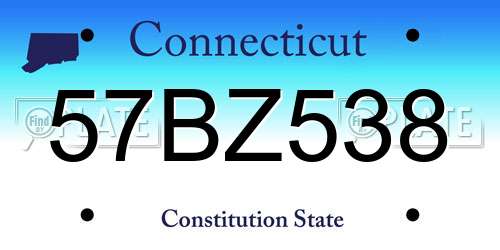 57BZ538 Connecticut License Plate