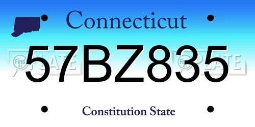 57BZ835 Connecticut License Plate