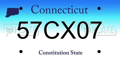 57CX07 Connecticut License Plate