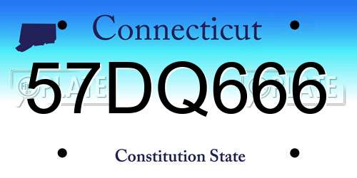 57DQ666 Connecticut License Plate