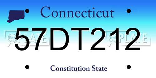 57DT212 Connecticut License Plate
