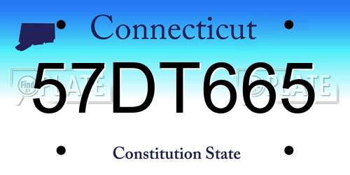 57DT665 Connecticut License Plate