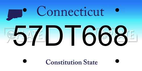 57DT668 Connecticut License Plate