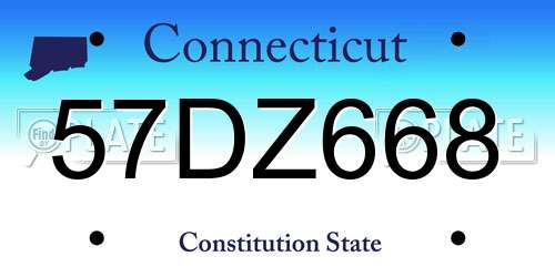 57DZ668 Connecticut License Plate