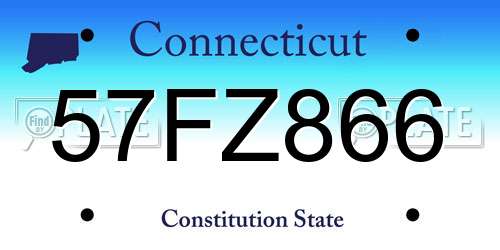 57FZ866 Connecticut License Plate