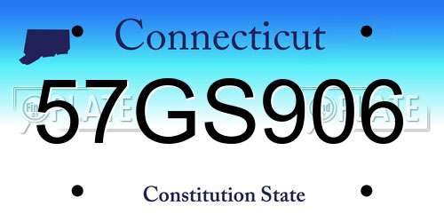 57GS906 Connecticut License Plate