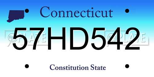 57HD542 Connecticut License Plate