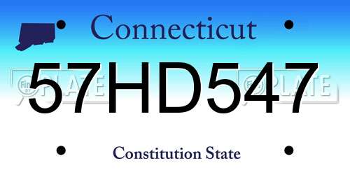 57HD547 Connecticut License Plate