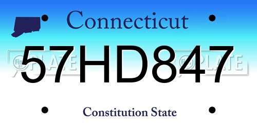 57HD847 Connecticut License Plate