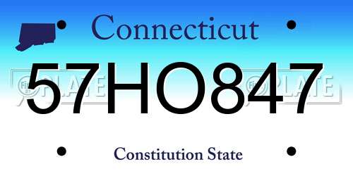 57HO847 Connecticut License Plate