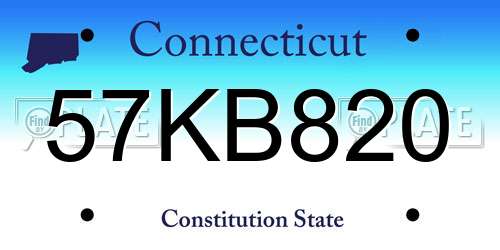 57KB820 Connecticut License Plate