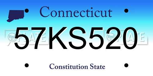 57KS520 Connecticut License Plate