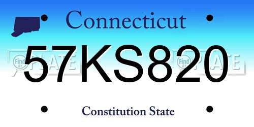 57KS820 Connecticut License Plate