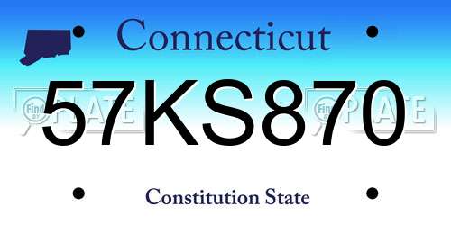 57KS870 Connecticut License Plate