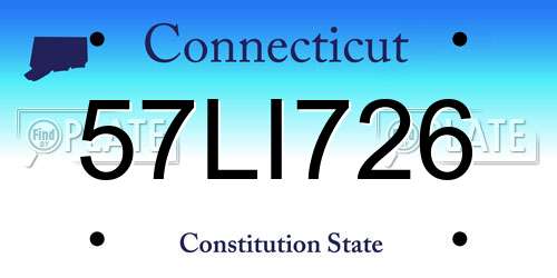 57LI726 Connecticut License Plate