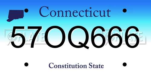 57OQ666 Connecticut License Plate