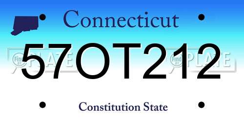 57OT212 Connecticut License Plate