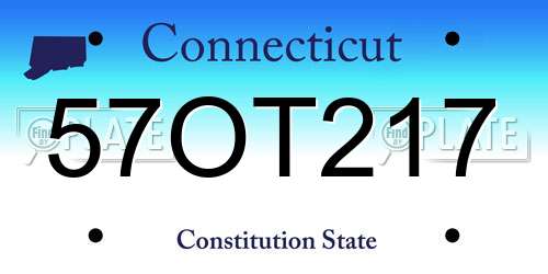 57OT217 Connecticut License Plate