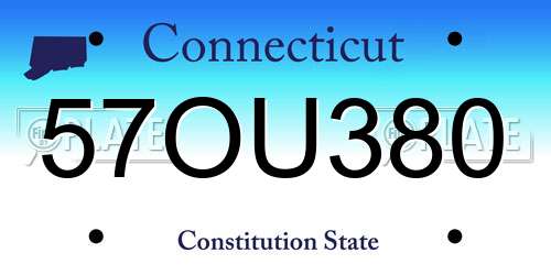 57OU380 Connecticut License Plate