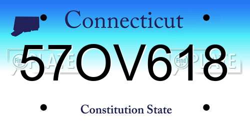 57OV618 Connecticut License Plate
