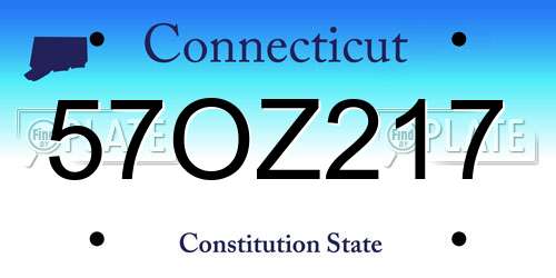 57OZ217 Connecticut License Plate