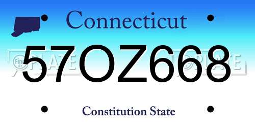 57OZ668 Connecticut License Plate