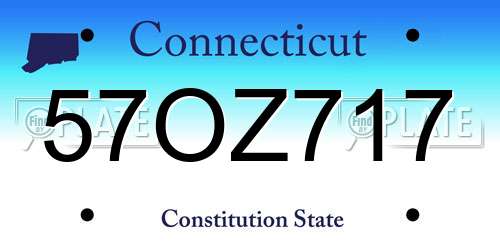 57OZ717 Connecticut License Plate