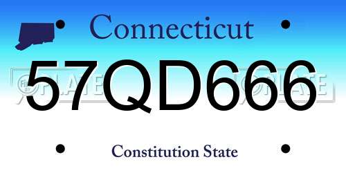 57QD666 Connecticut License Plate