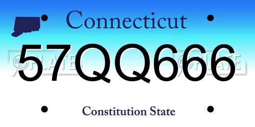57QQ666 Connecticut License Plate