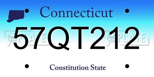 57QT212 Connecticut License Plate
