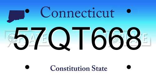 57QT668 Connecticut License Plate